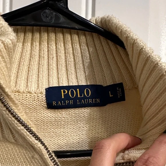 Polo by Ralph Lauren Beige Zip-Up Sweater - Picture 2 of 5